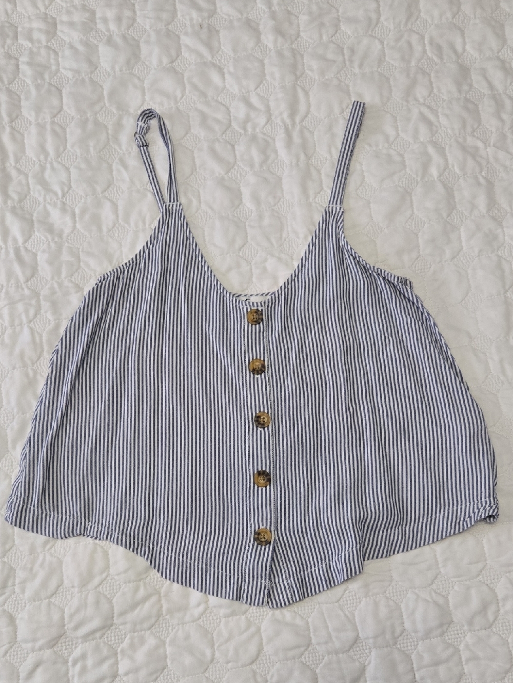 Hollister Navy and White Striped Button-Front Camisole